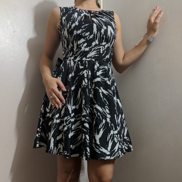 HP✨ NWT Express black & white skater formal dress - Picture 1 of 5